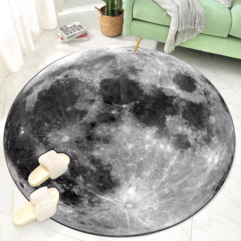 3D Blue The Earth Round Rug Universe Cartoon Room Decoration Bedside Living Room Carpet Boy Study Chair Mats Antiskid Lounge Rug