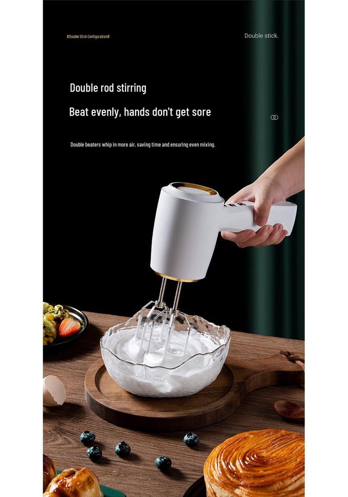 Handheld Wireless Electric Egg Beater & Cream Whipper with Dual Rods for Baking