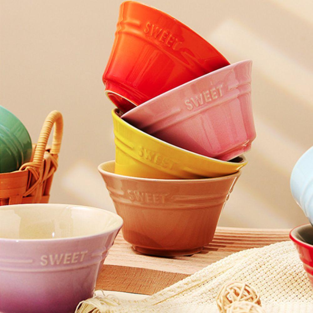 4.5 Inches Gradient Color Ceramic Rice Bowl Nordic Style Dessert Bowl Dining Bowl  Ice Cream