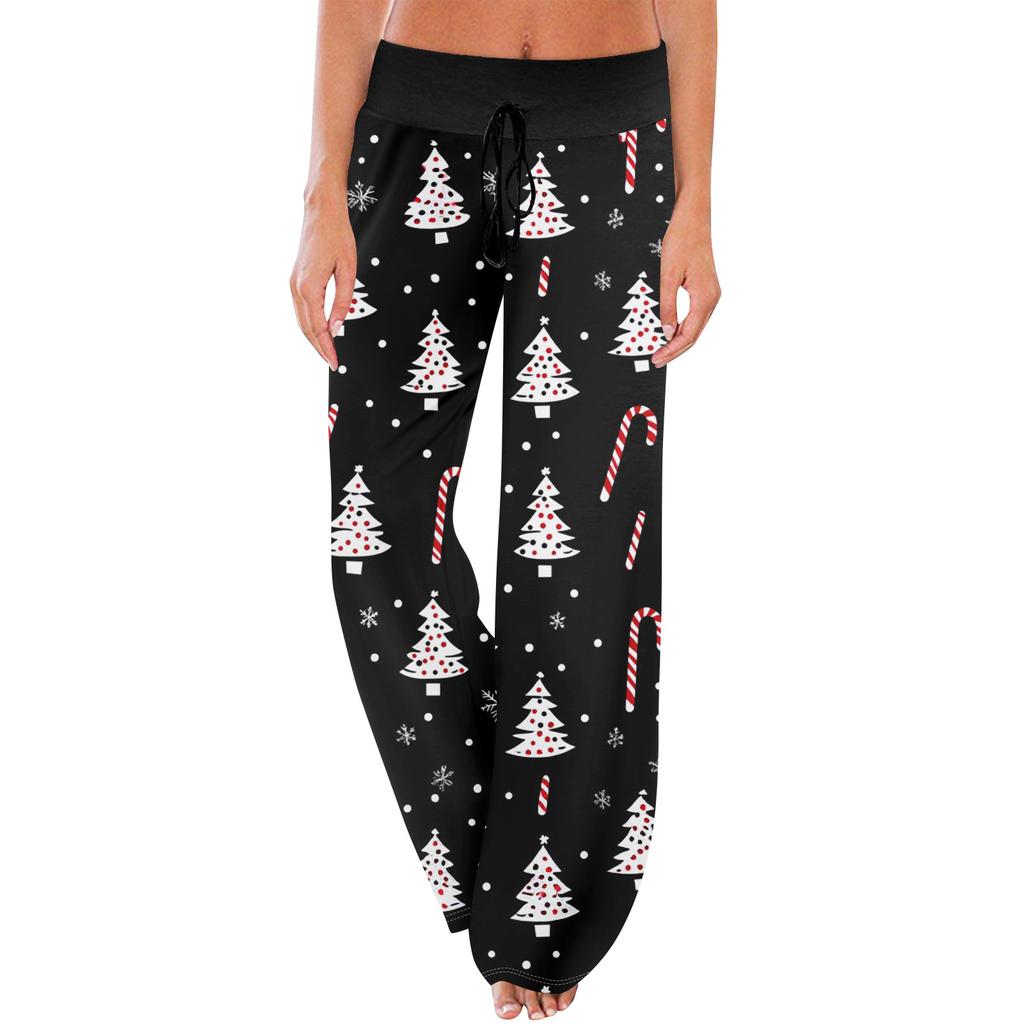 Pajama Pants Sleepwear Casual Drawstring Elastic Waist Pants Comfy Straight Yoga Loose Trousers