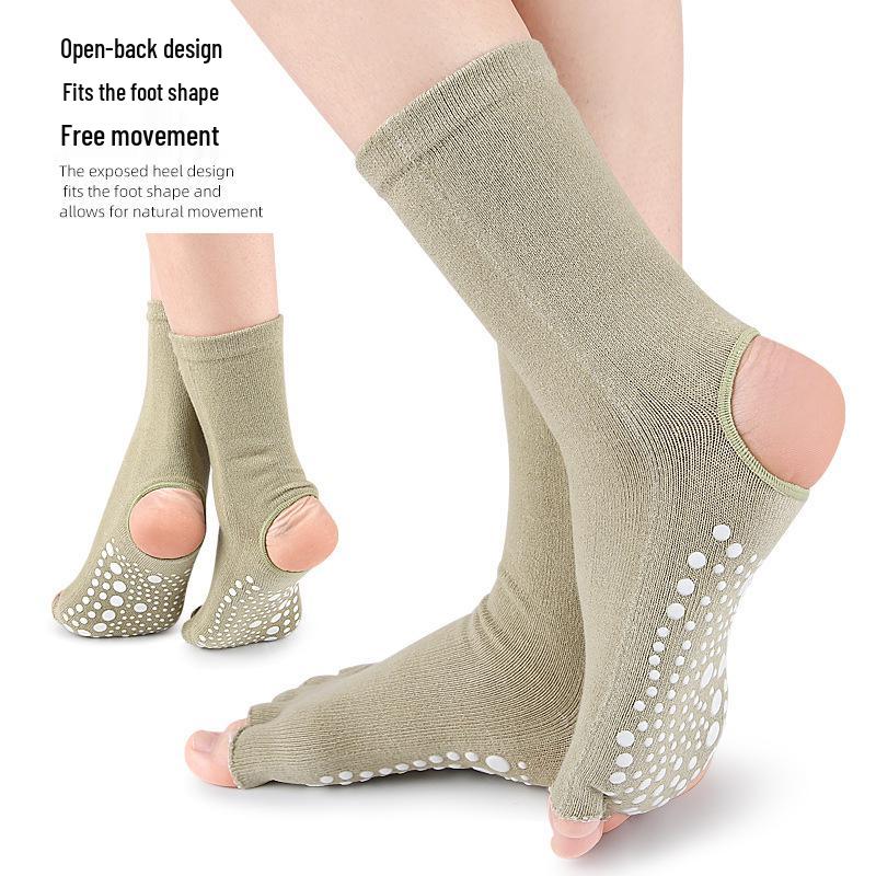 Cross-Border Yoga Split-Toe and Heel-Revealing Five-Finger Socks with PVC Dots