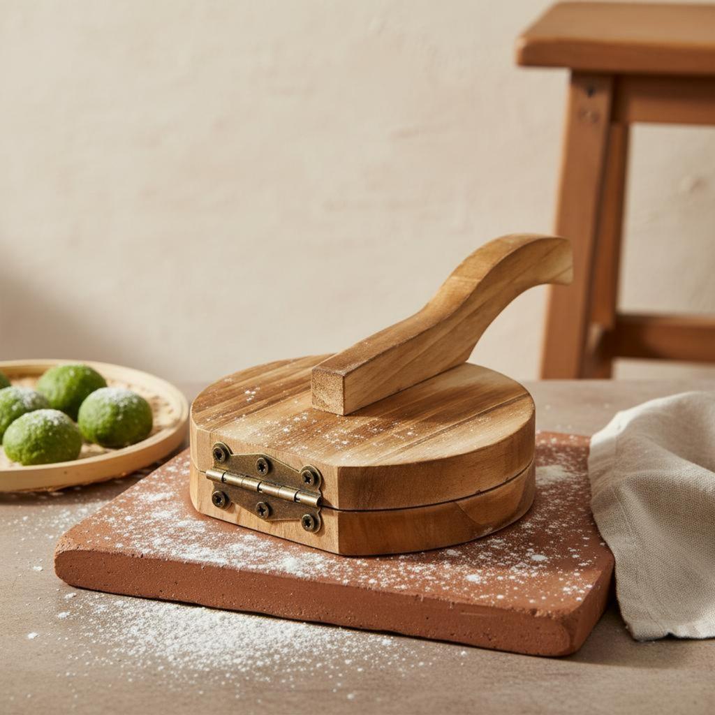 Dumpling Wrapper Press Easy to Use Dumpling Skin Former Manual Pastry Presser Time-Saving Kitchen Gadget Sturdy Wood
