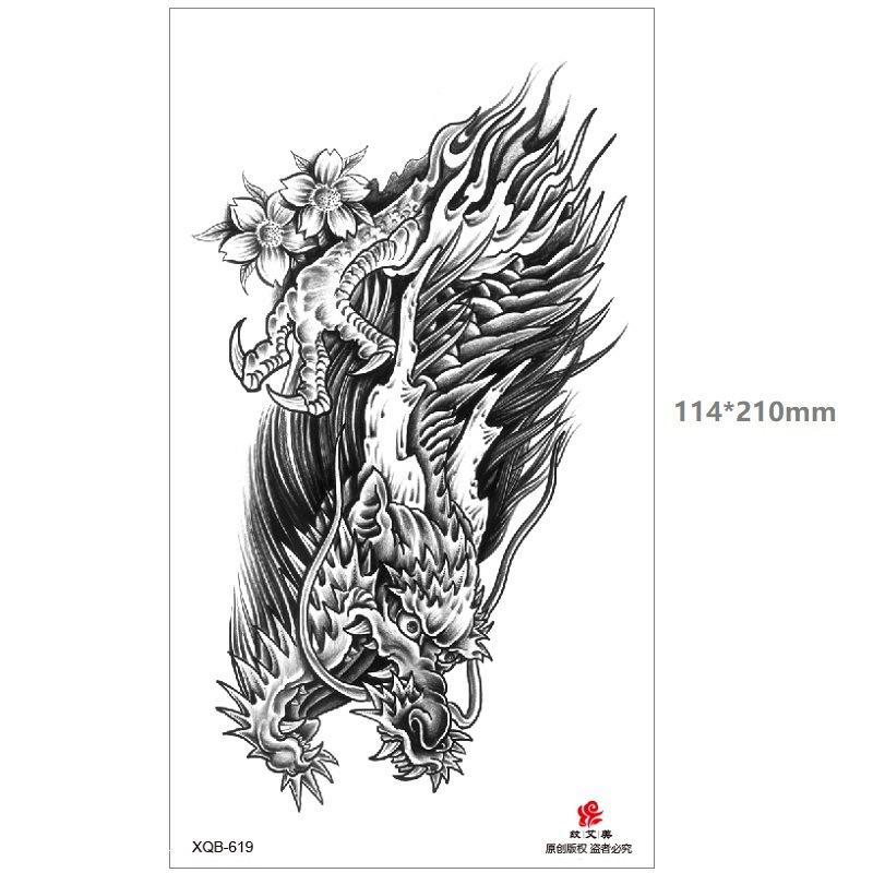 Dragon Wolf Tiger Black Water Transfer Simulation Disposable Temporary Half-Arm Animal Set Tattoo Sticker