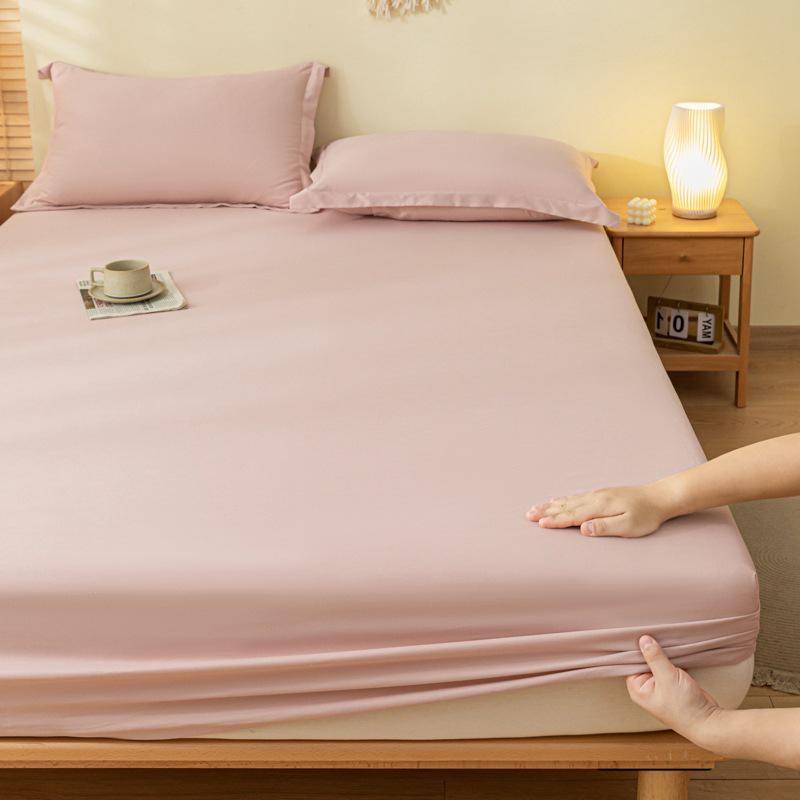 Solid Color Dustproof Fitted Sheet Set & Mattress Protector
