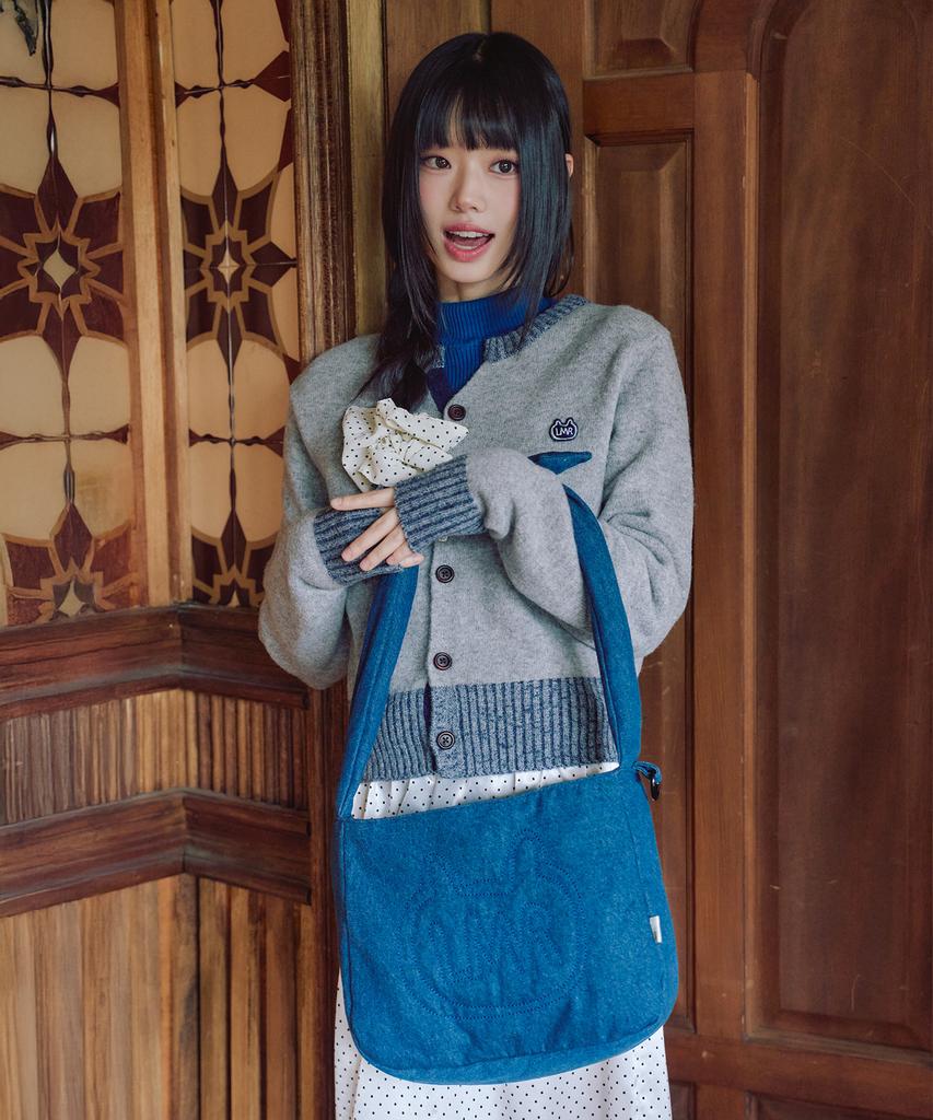 Lmr Stitch Point Denim Padded Crossbody Bag Blue