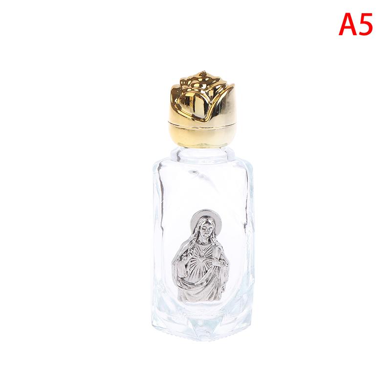 1Pc Portable Catholic Holy Water Bottle Golden Christian Virgin Sculpture Design for Holding Holy Water 15ml