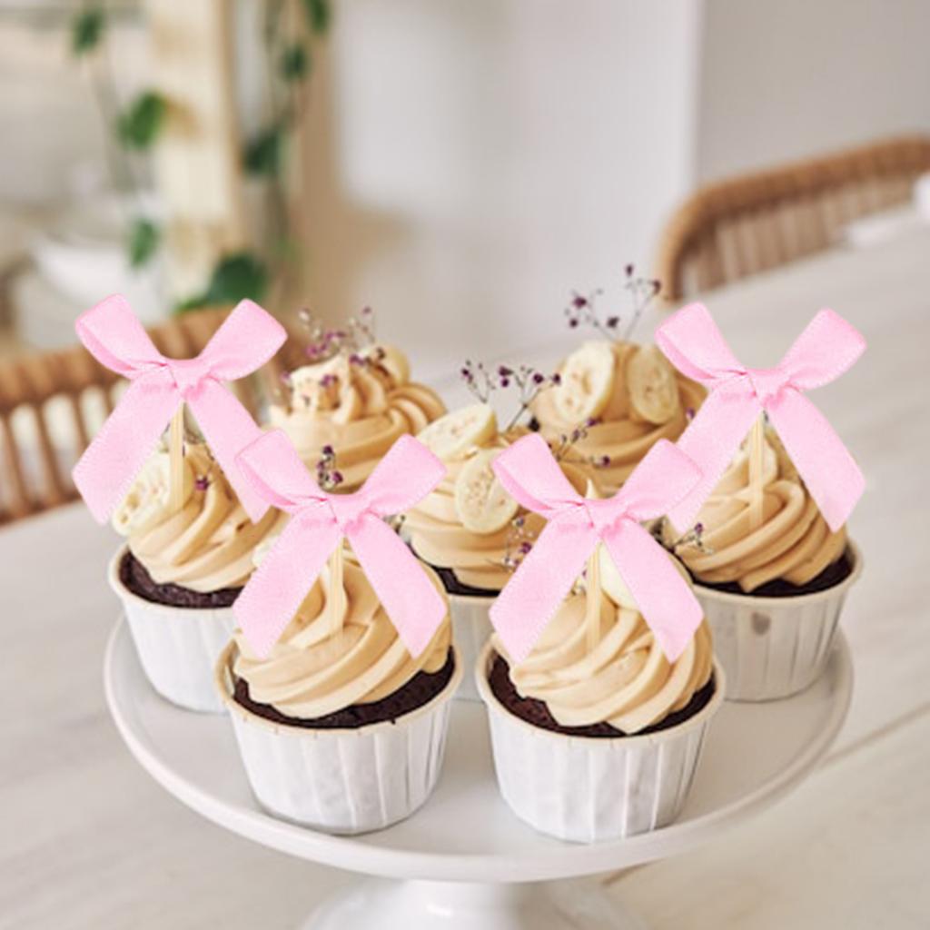 10pcs Creative Bowknot Cupcake Toppers For Birthday And Bridal Shower Romance Themed Party Cake Decorations
