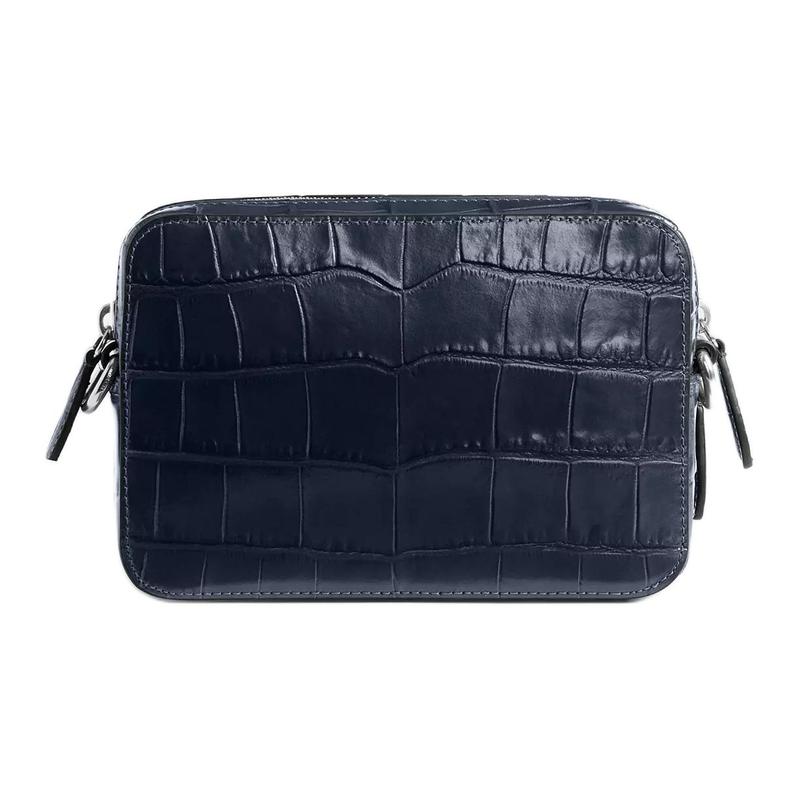 Coach Charter 19 Detachable Shoulder Strap with Zip Closure Crocodile Embossed Leather Shoulder Crossbody Bag Small Men's Dark Navy