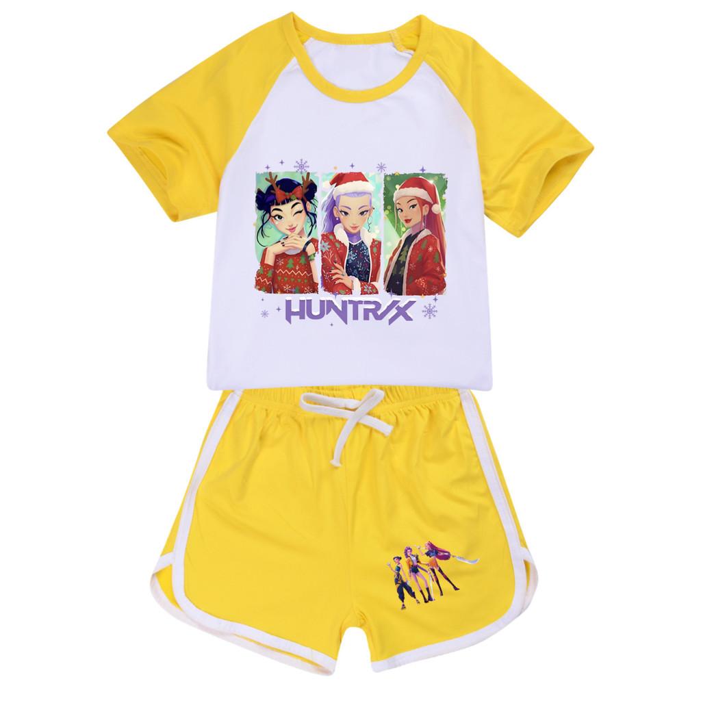 5093 Kids Girls Christmas POP Rumi Zoey Mira Print T-shirt Shorts Sport Tracksuit Clothes Set