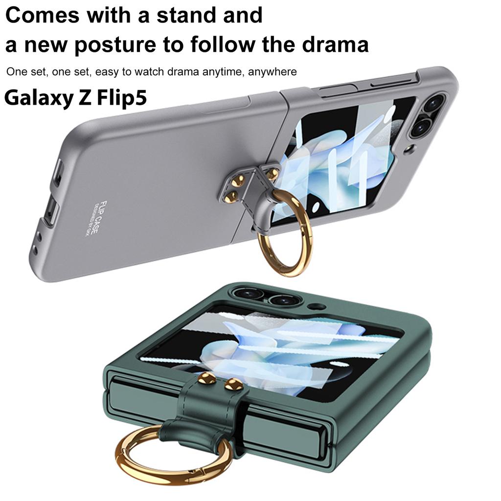 Ultrathin Skin Feel with Ring Holder Case for Samsung Galaxy Z Flip 5 Z Flip 4 Z flip 3 Protection Luxury Foldable Fashion Cover