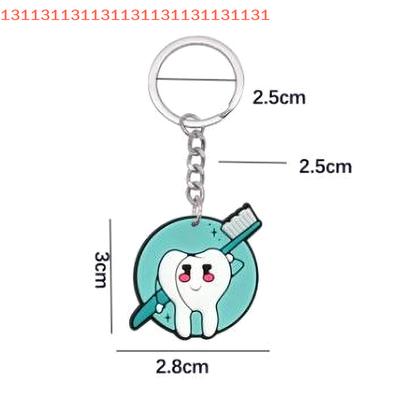 10 Pcs Lovely Girls Kids Gift Pendant Teeth Key Chain Dental Tooth Shape Model Simulation Keychain Fashion Keyring Cartoon
