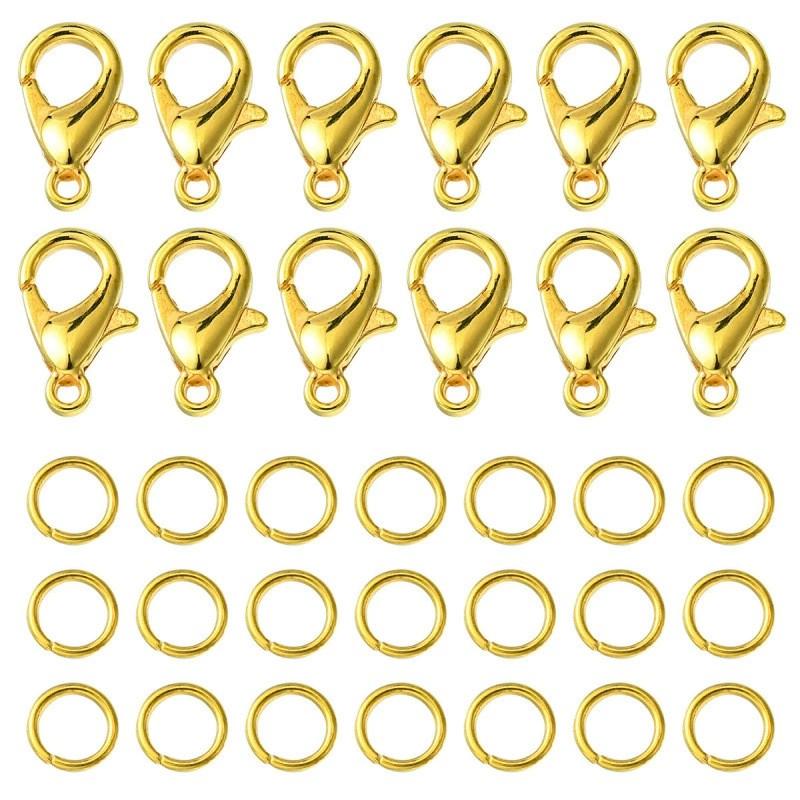 A Set of 20 Round Transparent Plated Lobster Clasps for DIY Jewelry Assembly