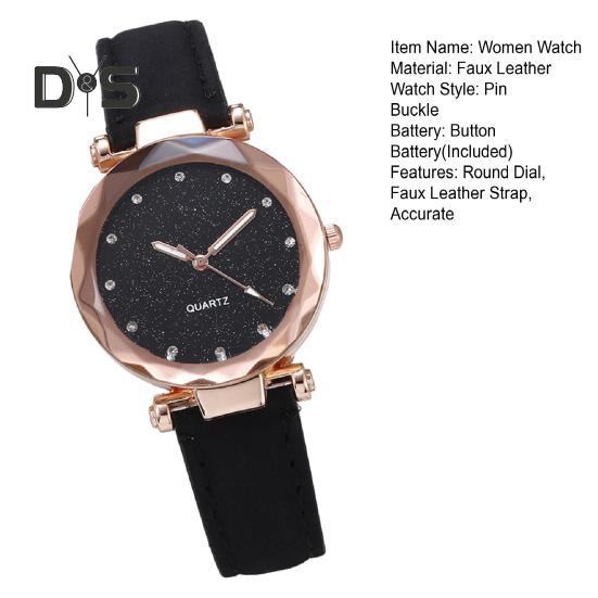 Dam Casual Klocka Strass Rund Urtavla Faux Läderarmband Dam Affär Formell Klänning Kvarts Armbandsur Mode Smycke Tillbehör Födelsedagspresent