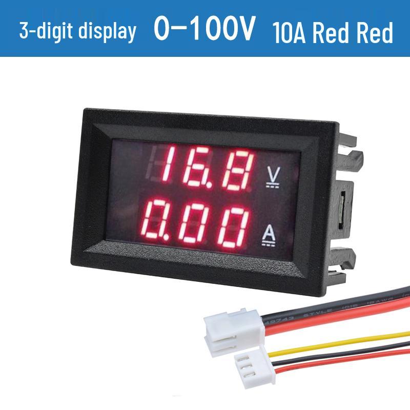Digital LED DC Current Voltage Meter, Dual Display: 0-100V/200V, 10A/50A/100A Ammeter