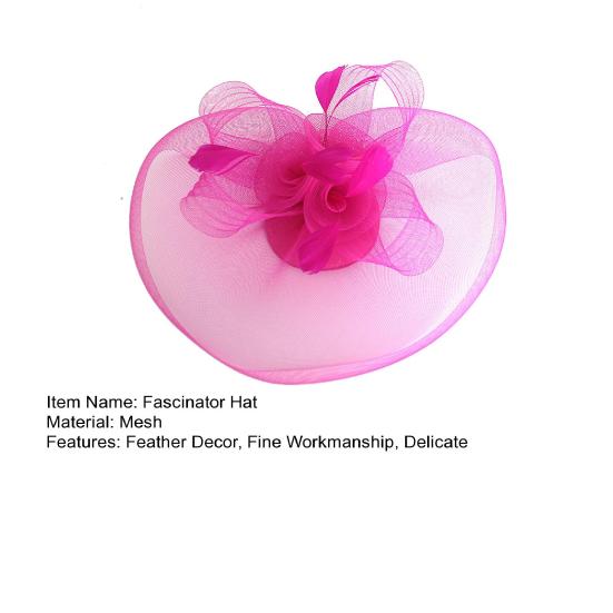 Damen-Fascinator-Hut, eleganter Federschleier, Netzstoff, Retro, leicht, Kostümzubehör, reine Farbe, Damen-Hochzeit, Brauthut für Party