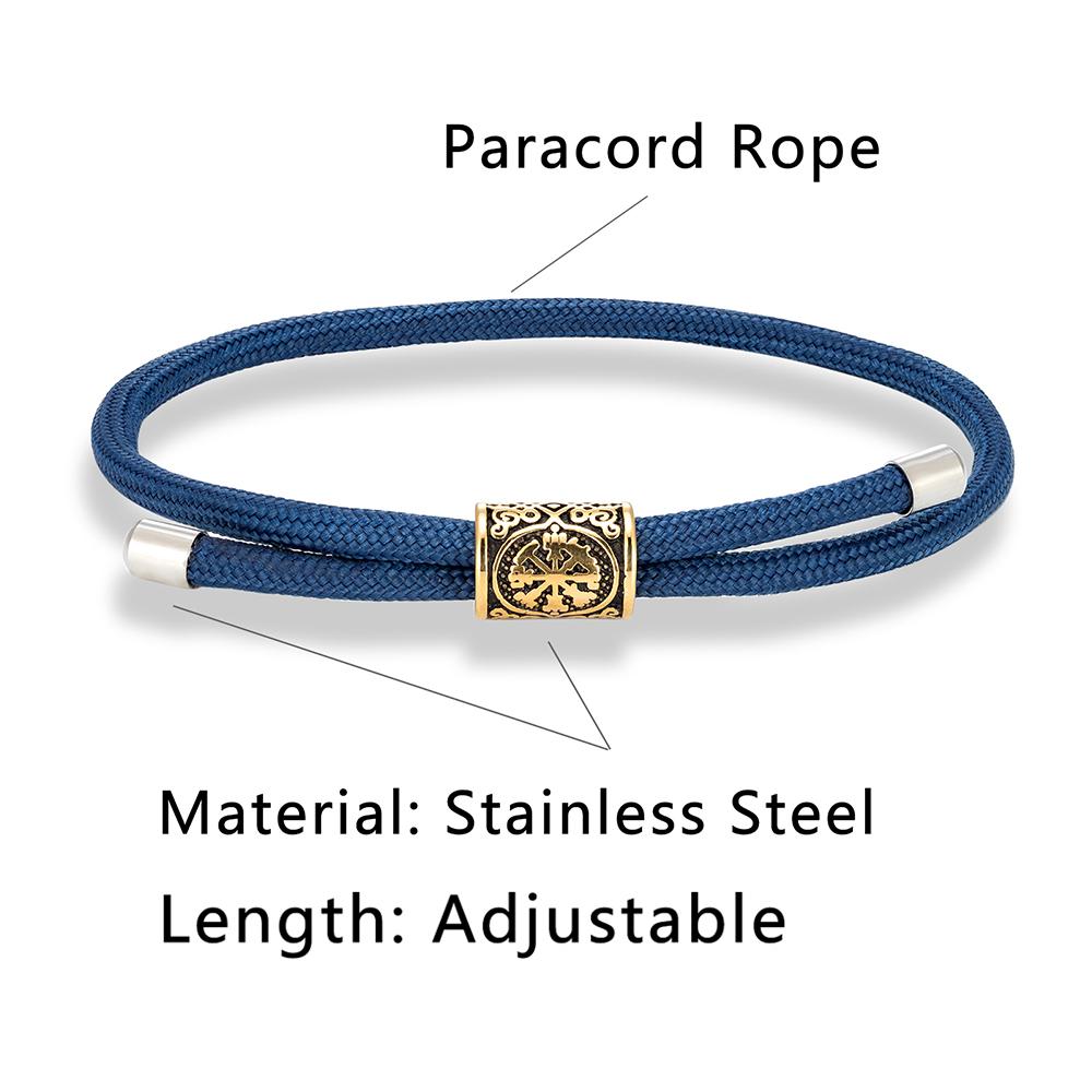 Vintage Vikings Compass Vegvisir Bracelet Men Charm Simple Milan Rope Survival Bangle Stainless Steel Couple Wristband Jewelry