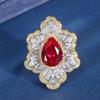 Jewelry Copper Bottom Gold-Plated Wind Simulation Color Treasure Set Creative Flower Shape Full Diamond Luxury Inlay Main 10 * 14