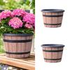 Retro Wood Plastic Flower Pot with Drainage Hole, 5, Single Planter
