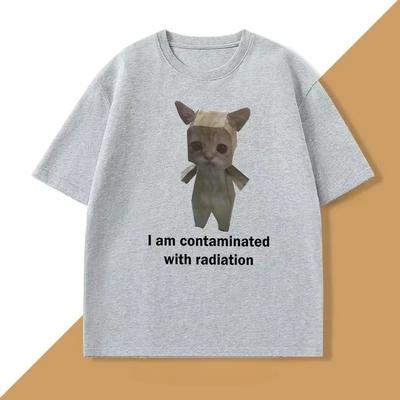 Camiseta Meme de Gato Divertido 'Estoy Contaminado' Ropa Linda de Cuello Redondo Camisetas de Verano para Mujer Camisetas de Manga Corta Ropa