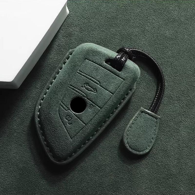 Suede Faux Leather Car Key Case Cover For Bmw X1 X3 X5 X6 X7 1 3 5 6 7 Series G20 G30 G11 F15 F16 F20 G01 G02 Keychain Protector
