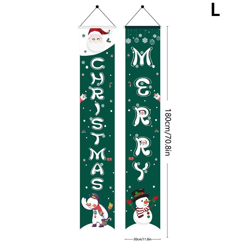 180x30cm God Jul Par på Dørbannere Festdekorativ Verandafane Oxford-stoff for Hjem Veranda Utendørs Jul Hengende Pynt Forsyninger