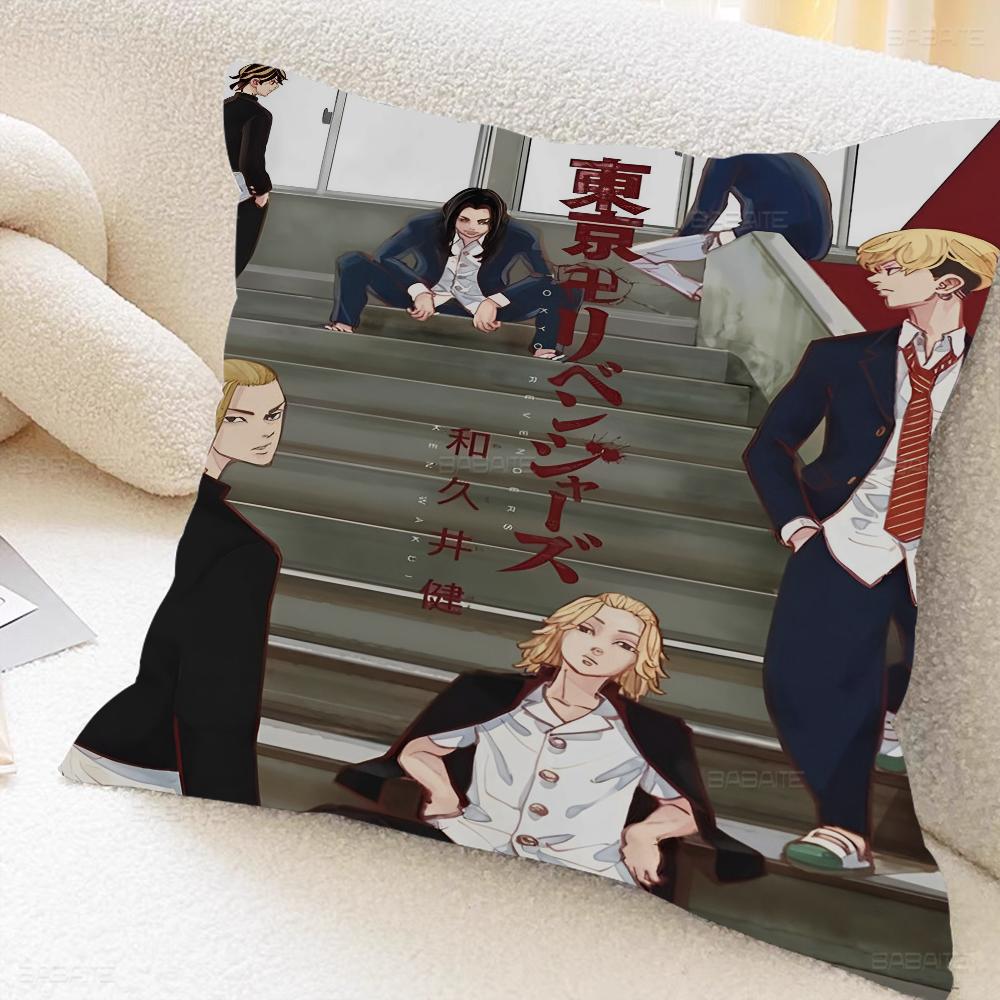Anime Tokyo Reve Nger Pillow Covers Cartoon Sofa Decorative Home Double-sided Printing Short Plush Cute Cushion Cover