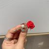 Elegant Red Rose Brooch - Exquisite Long Pin for a Fashionable Suit Accessory