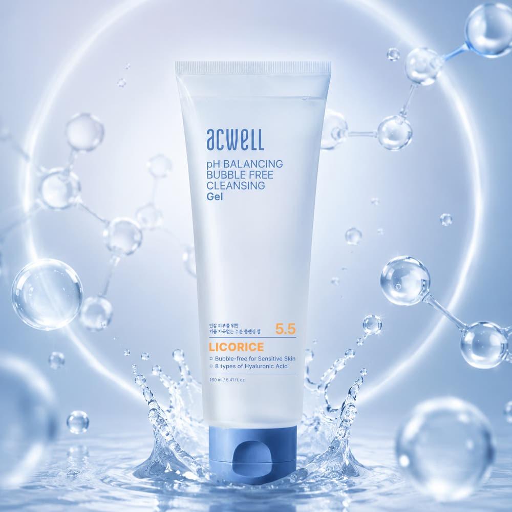 ACWELL pH Balancing Bubble Free Cleansing Gel Mild Hydrating 160ml Facial Cleanser Gentle Wash