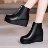 Stivaletti da donna con punta tonda, zeppa, alla caviglia, plateau, tacco medio, corti, invernali, taglie forti 34-43, moda versatile