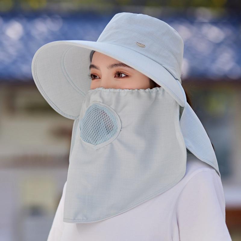 Pălărie de soare pentru femei, protecție UV, față completă, acoperire, exterior, rezistent la vânt, gât, cules de ceai, pălărie de umbrire, șal, protecție solară, pălărie