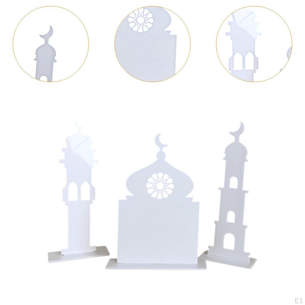 3 Acrylic Ramadan Decorations Flat Ornament for Table Eid Mubarak Display