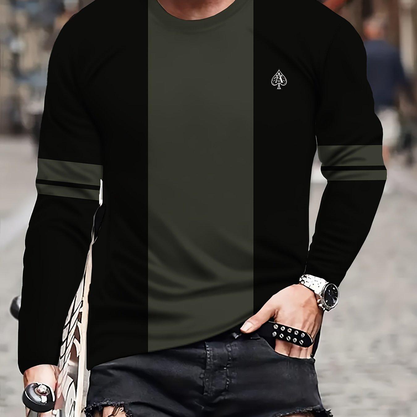 

Классическая футболка с длинным рукавом и принтом в виде цветных блоков 3D, повседневная спортивная футболка с круглым вырезом на весну L