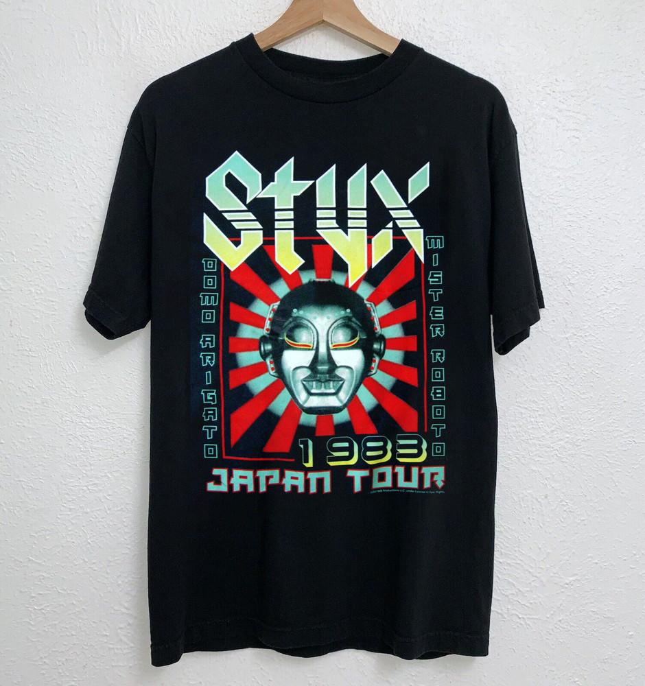 STYX 1983 Mister Roboto  Black Short Sleeve Cotton Tee Shirt Unisex T-Shirt XL