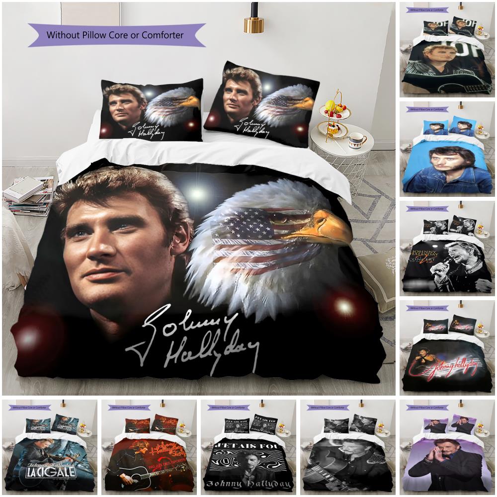 1PC Johnny Hallyday pattern Bedding Quilt Set Quilt Cover Pillowcase Home Decoration Birthday Gift (1 * duvet cover + 19 * pillowcase, without core)
