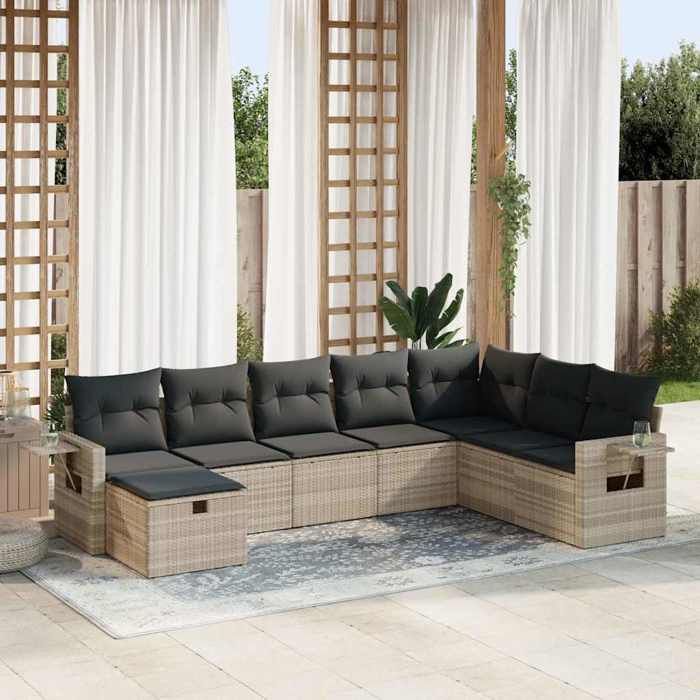 VidaXL Salon de jardin 8 pcs avec coussins gris clair résine tressée 3325538