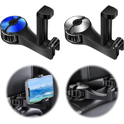 Car Seat Hooks, Rear Hooks for Car Seats with Mobile Phone Holder, Car Headrest Mobile Phone Holder, 2 In 1 Headrest Hooks, Bag Holder