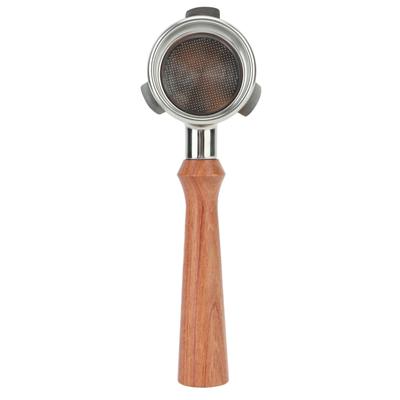 Porte-filtre sans fond 54 mm 3 oreilles manche en bois massif filtre à café sans fond en acier inoxydable pour