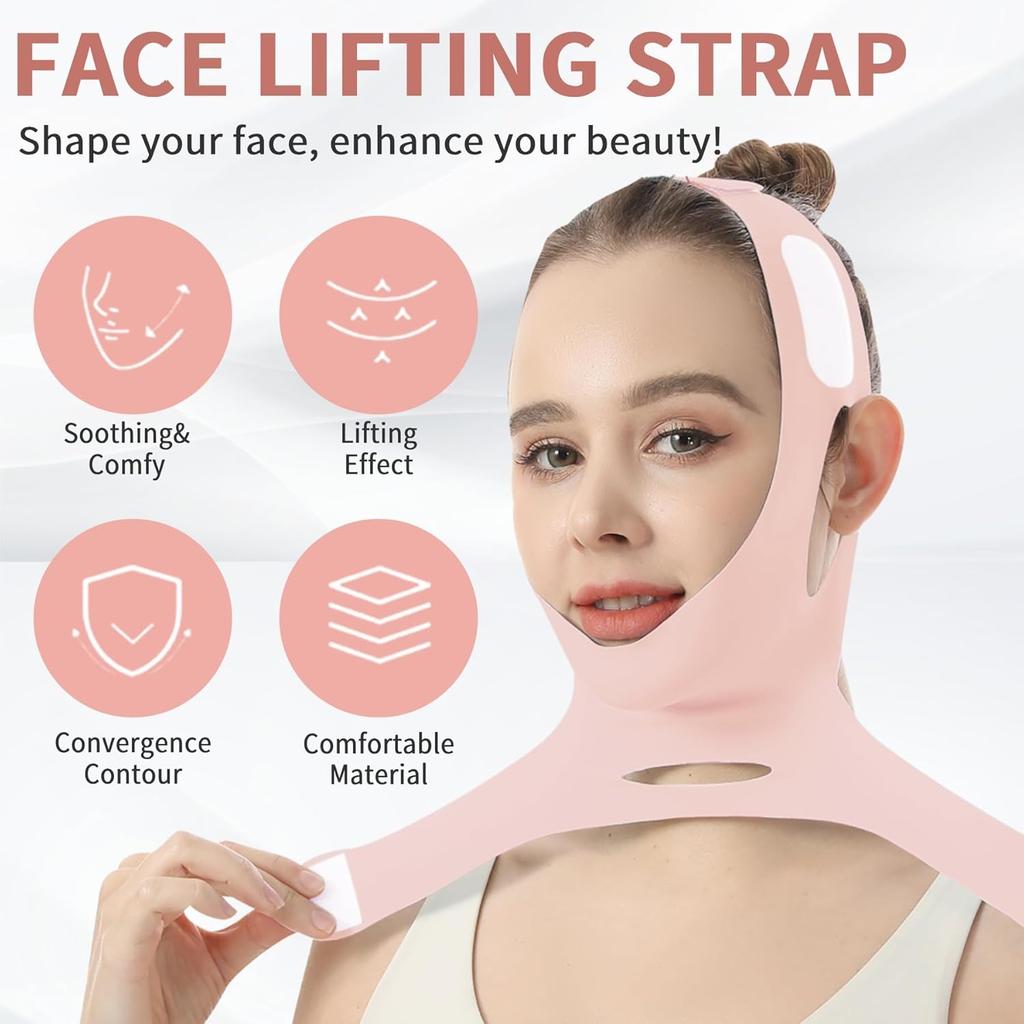 Face Lift Tape - V Line Lifting Mask Chin Strap for Sleeping, Adjustable Face Lifting Strap, 3D Contoured Design Facial Lifting Belt, Double Chin