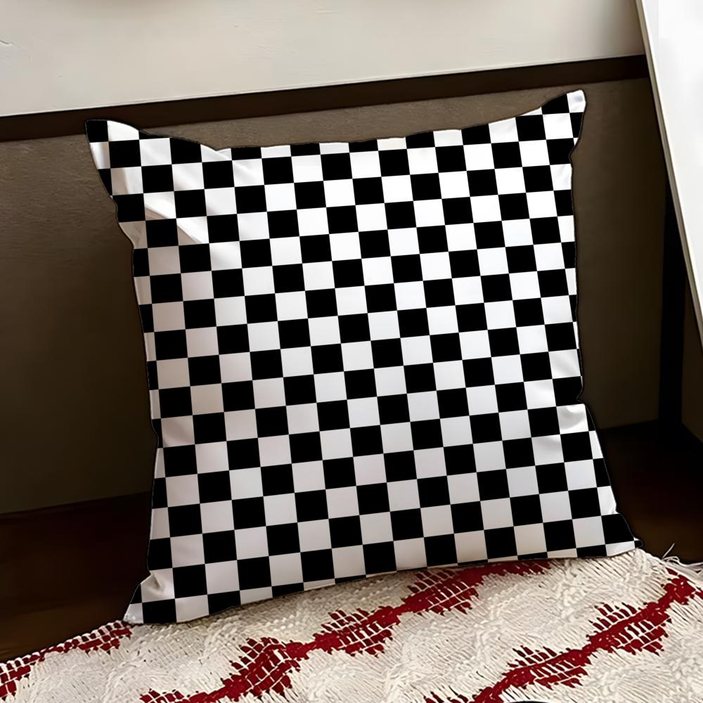 Black White Checkerboard Cushion Cover Reversible Soft Durable Pillow Cover Home  Car MultiScene Use for Daily Comfort