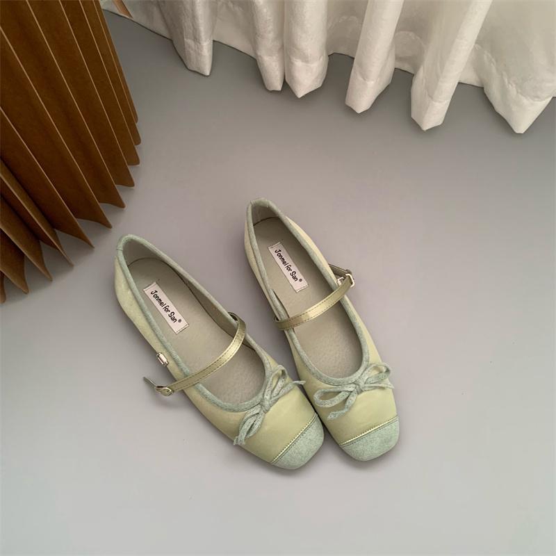 Fashion SUOJIALUN Women Flat Shoes Fashion Round Toe Shallow Slip On Ladies Soft Ladies Mary Jane Ballerinas Flat Heel Casual Ballet Sho