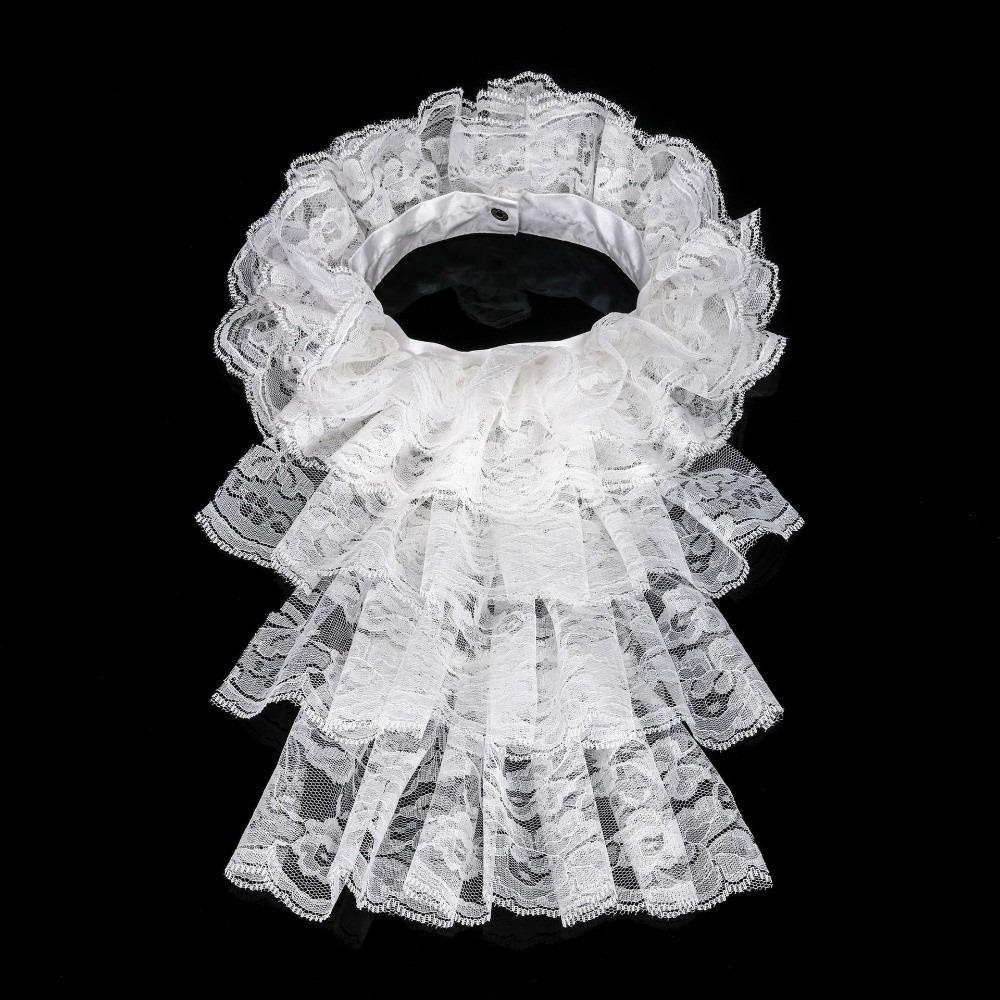 

Elegant Lace Jabot Collar Victorian Solid Color Fake Collar Detachable Hollow Design Wrist Cuffs Sleeves