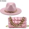 Hat For Women Autumn Winter New Party Jazz Fedora Hats With Fashion Luxury Oversized Chain Accessory Bag Two-piece Set