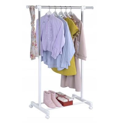 Otto White Freestanding Clothes Rack On Wheels - Single