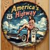 Vintage Route 66 Metal Tin Sign Garage Man Cave Bar Wall Decor