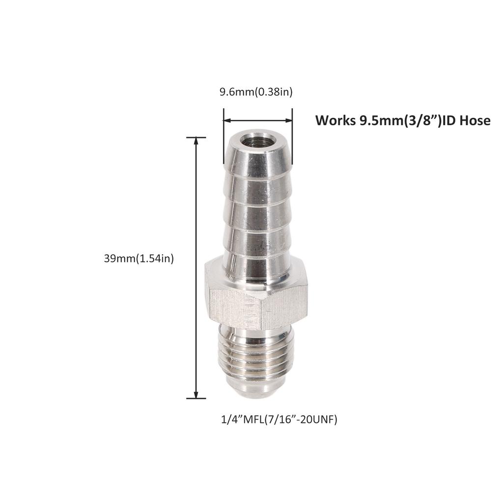 6mm/9.5mm Hose Barb X 1/4" MFL Male Flare Adapter Homebrew Beer Kegging Fitting 304 Stainless Steel Brewer Hardware