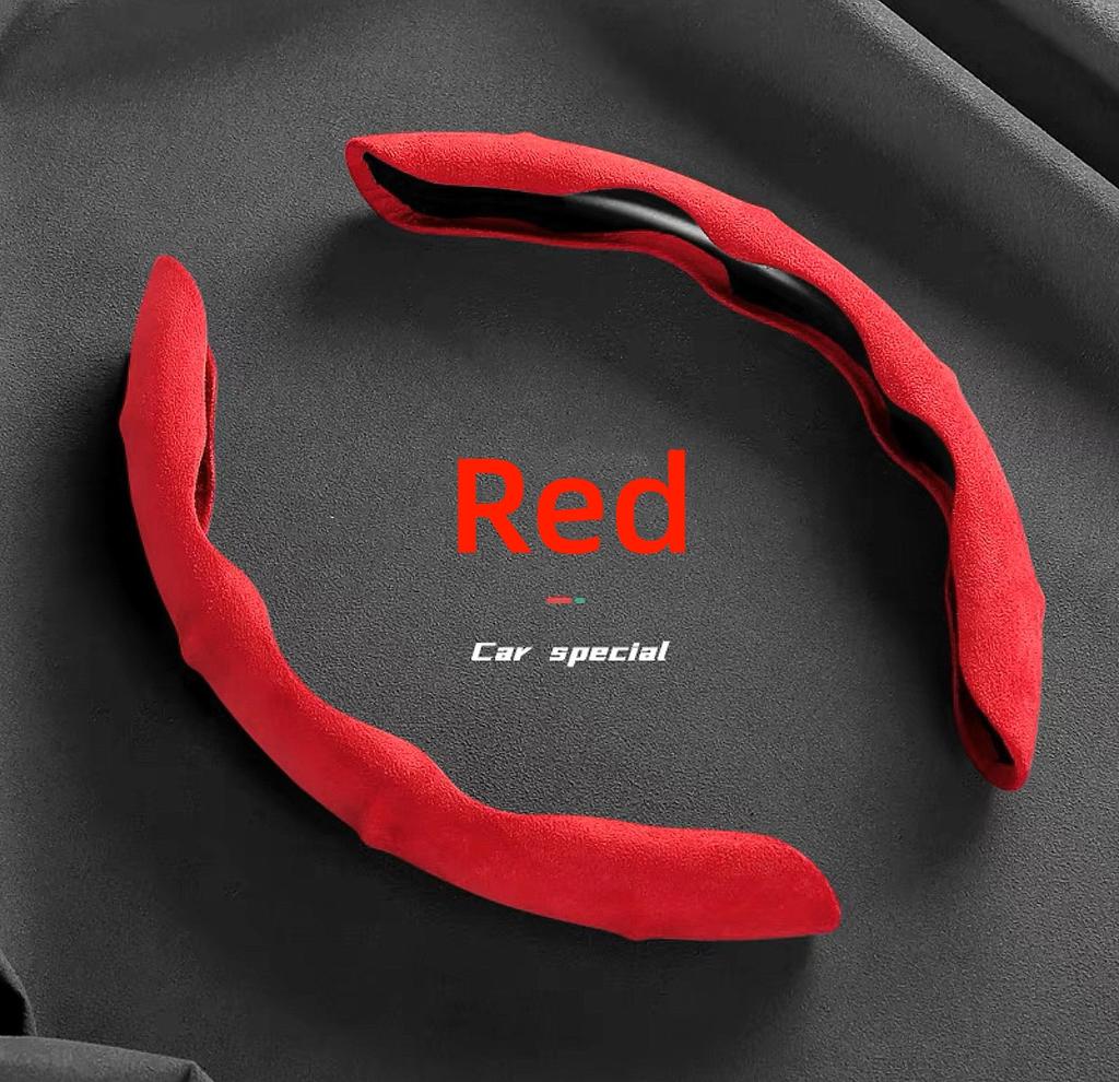 Suede Leather Steering Wheel Cover 38cm Car Steer Wheel Protector Textured Anti Slip Sweatproof Universal Decoration Accessories