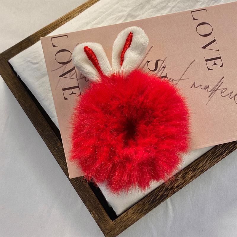 Koreańska Urocza Pluszowa Królicze Uszy Gumka do Włosów - Modny Dodatek w Stylu Mori Girl