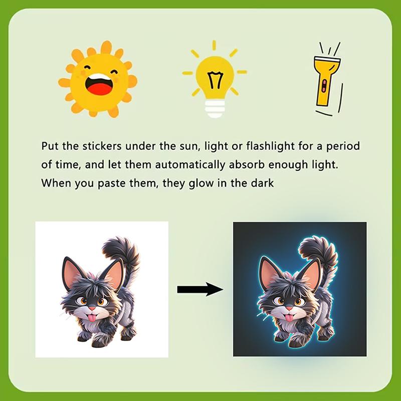 

Glow-In-The-Dark Cat Toilet Sticker - Luminous Bathroom Decoration, Self-Adhesive Removable PVC Wall Sticker Car Sticker A