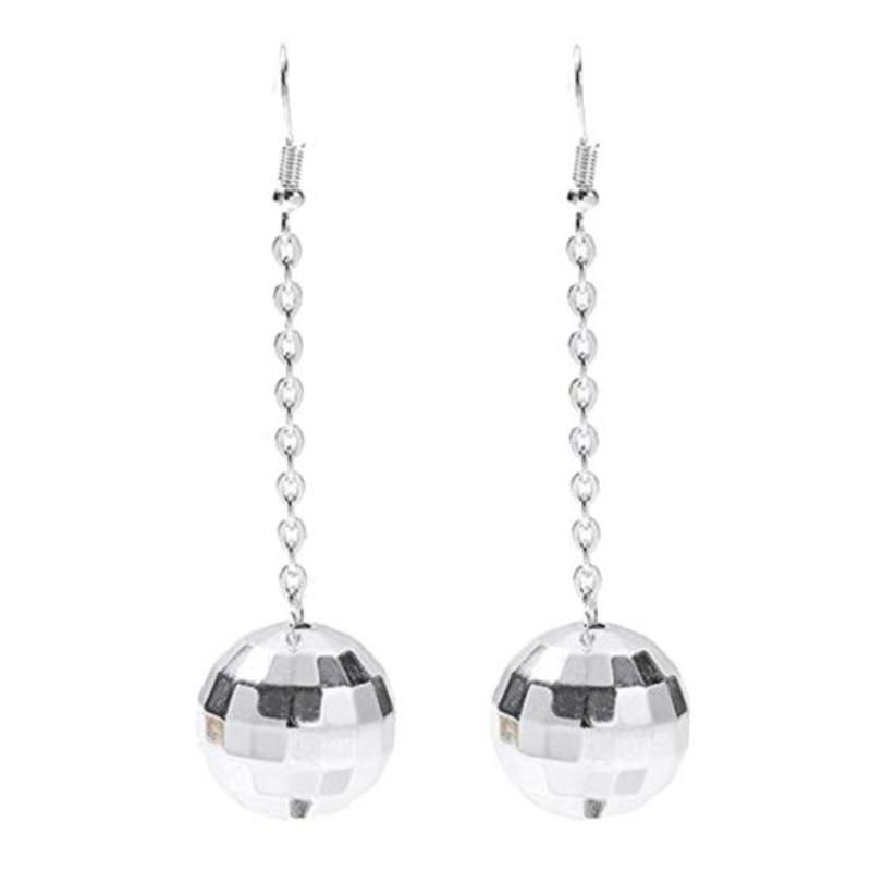 Women Disco Ball Tassel Long Dangle Hook Earrings Party Jewelry Gift