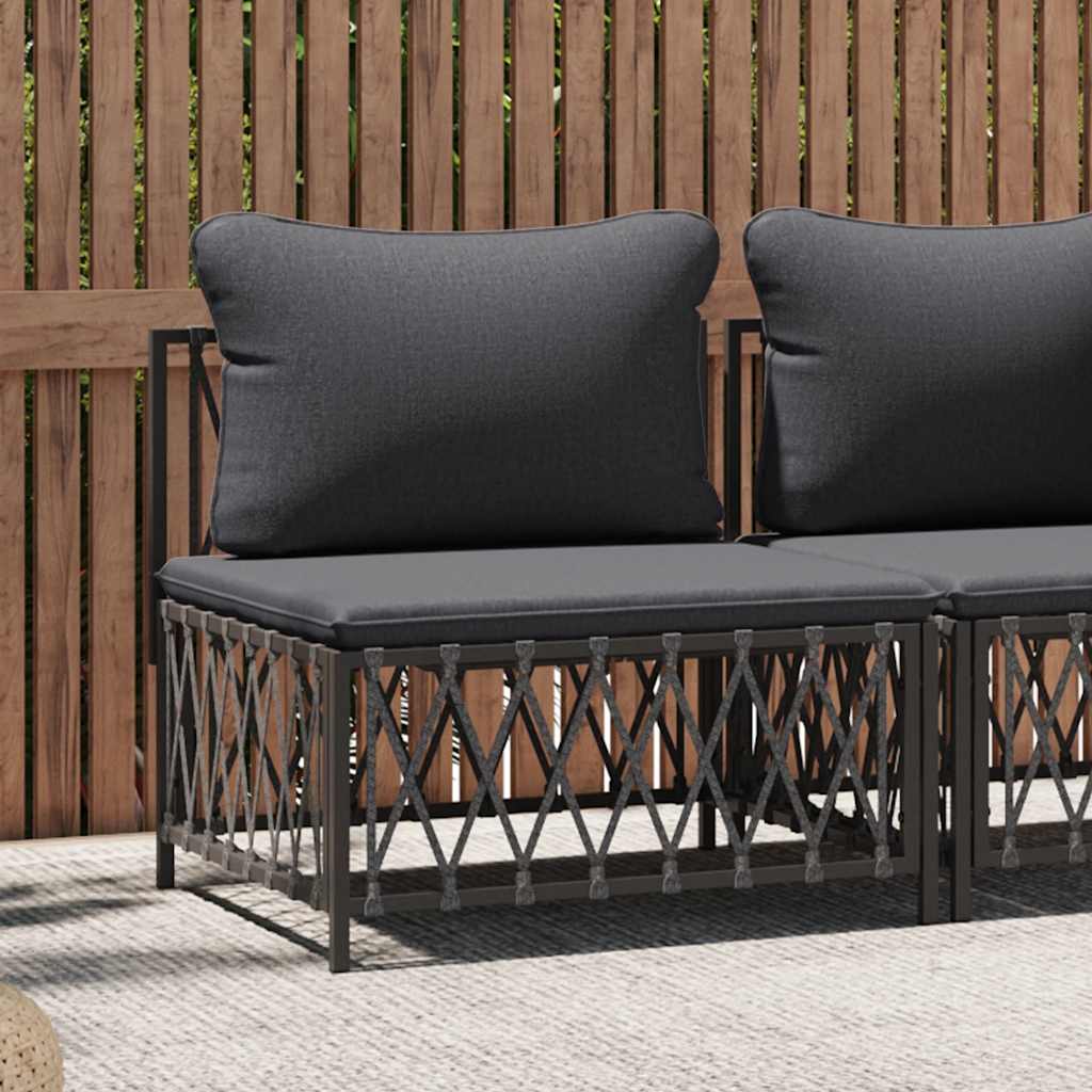 Vidaxl Garden Sofa Middle Module with Cushions, Anthracite, Fabric